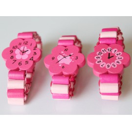 Pink fa karkötő választható óra dísszel