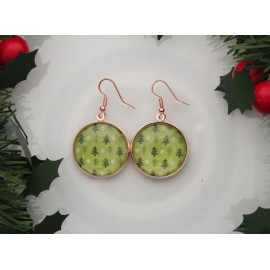 Karácsonyi fenyőfa mintázatú fülbevaló 3 féle választható alapon