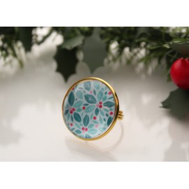 Karácsonyi bogyós mintázatú gyűrű 3 féle választható alapon 