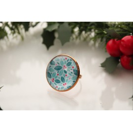 Karácsonyi bogyós mintázatú gyűrű 3 féle választható alapon 